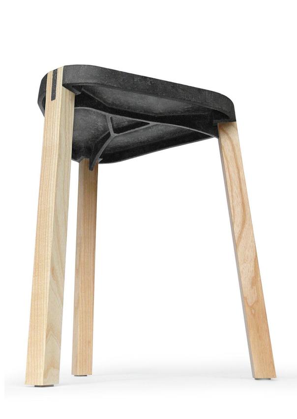 FS Stool with timber legs inserted into mould. Image from FluidSolids.
